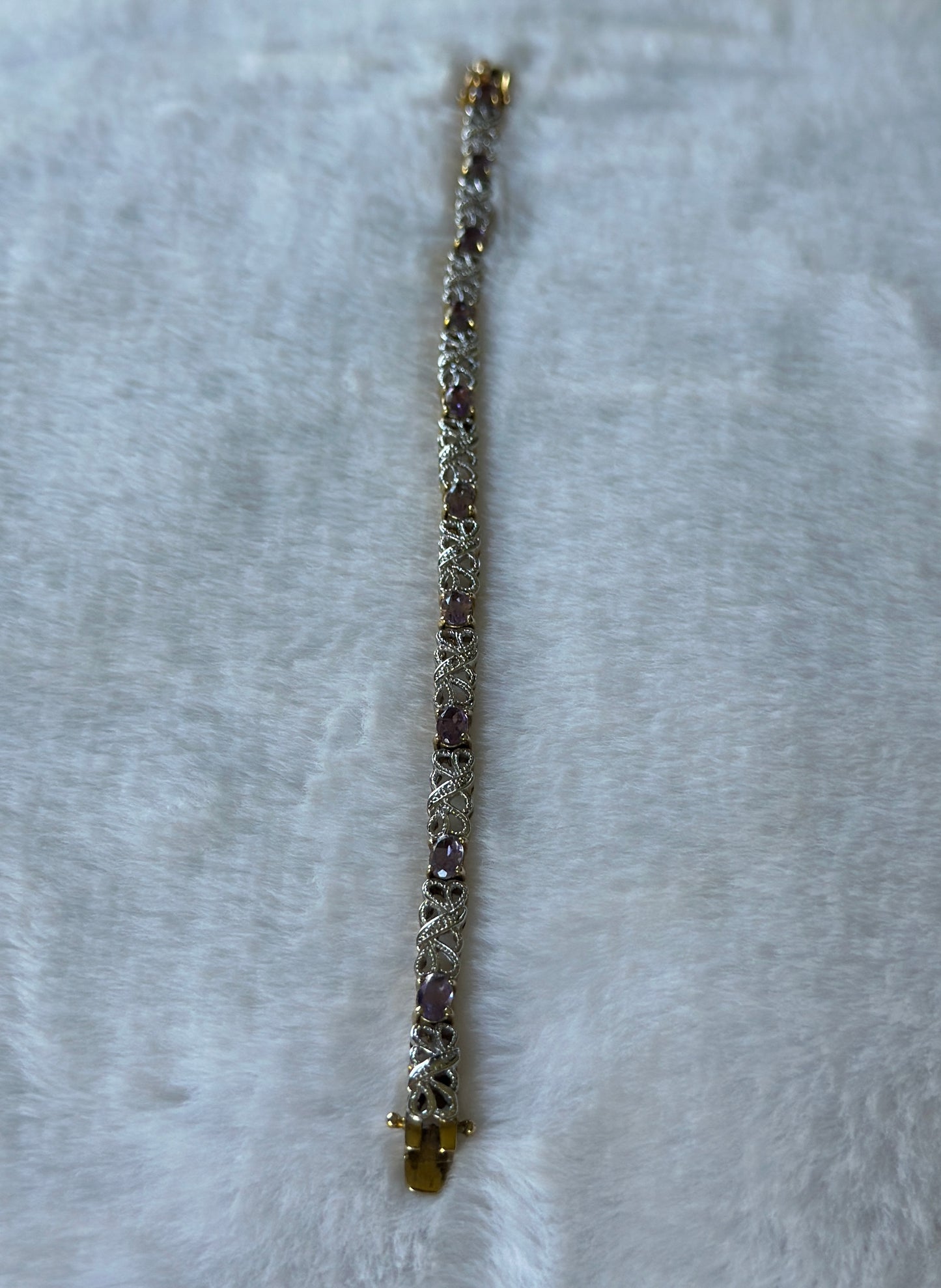 Amethyst Sterling Silver and Gold Bracelet