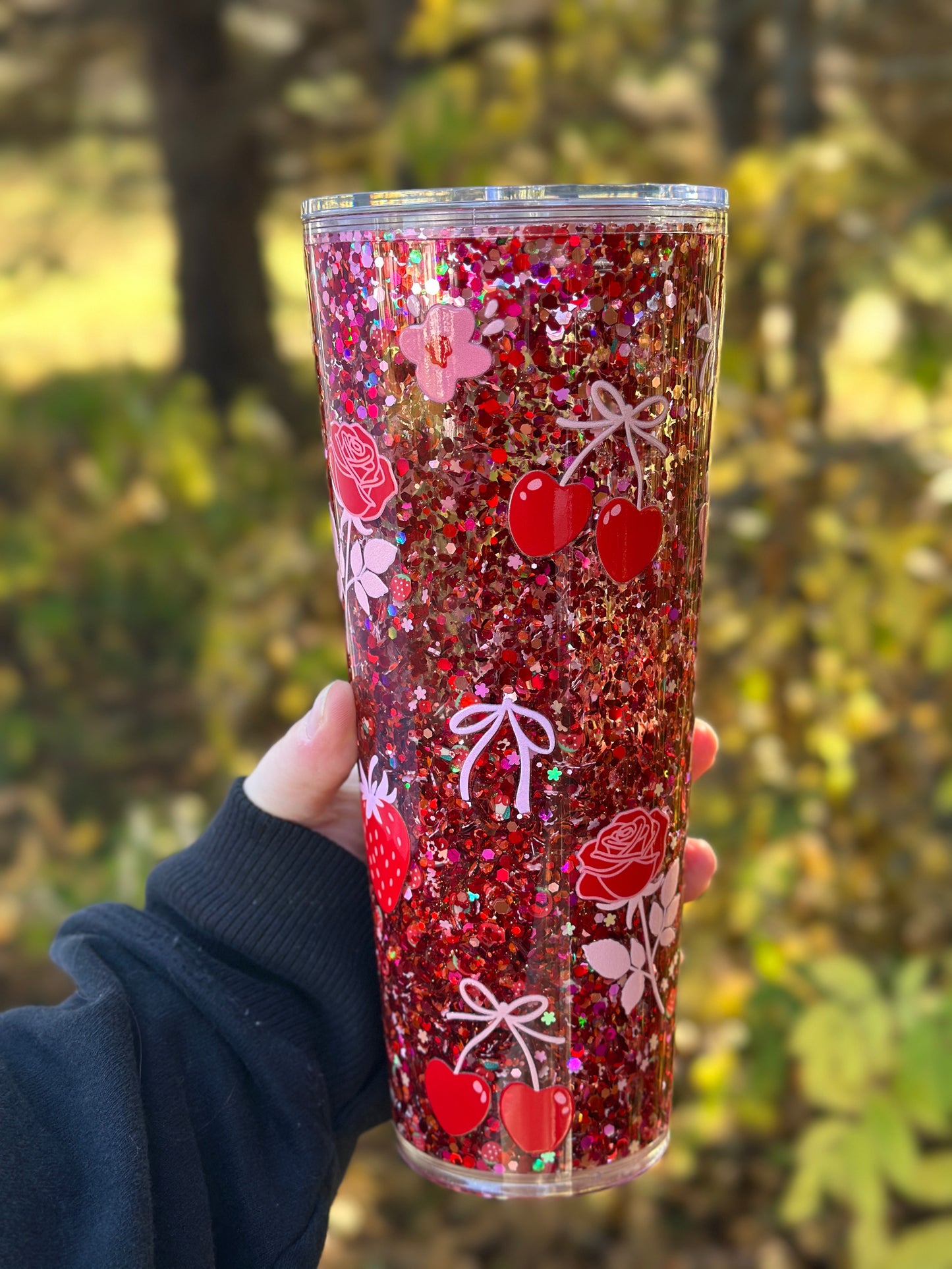 Cherry Bows Snowglobe Tumbler