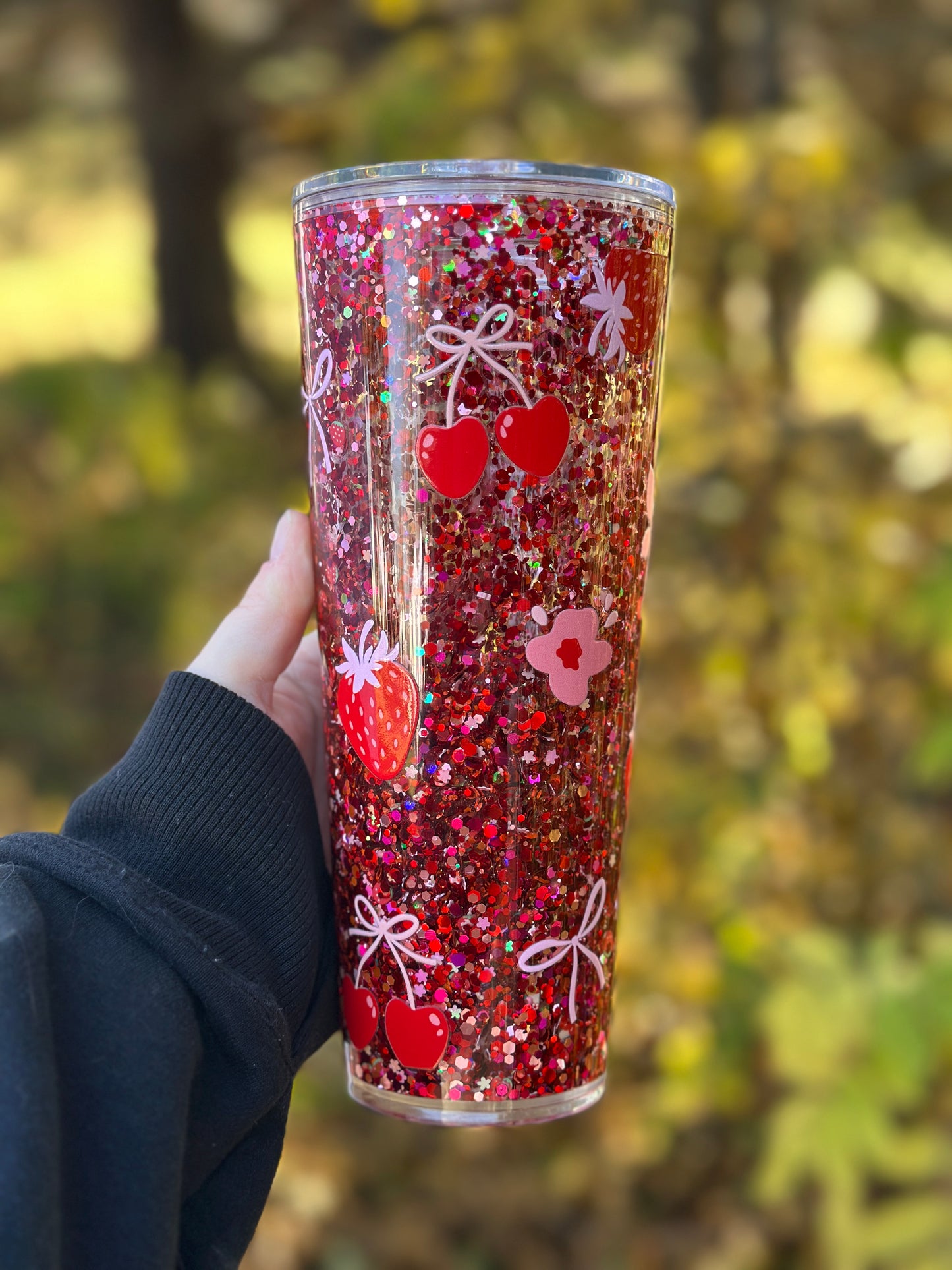 Cherry Bows Snowglobe Tumbler