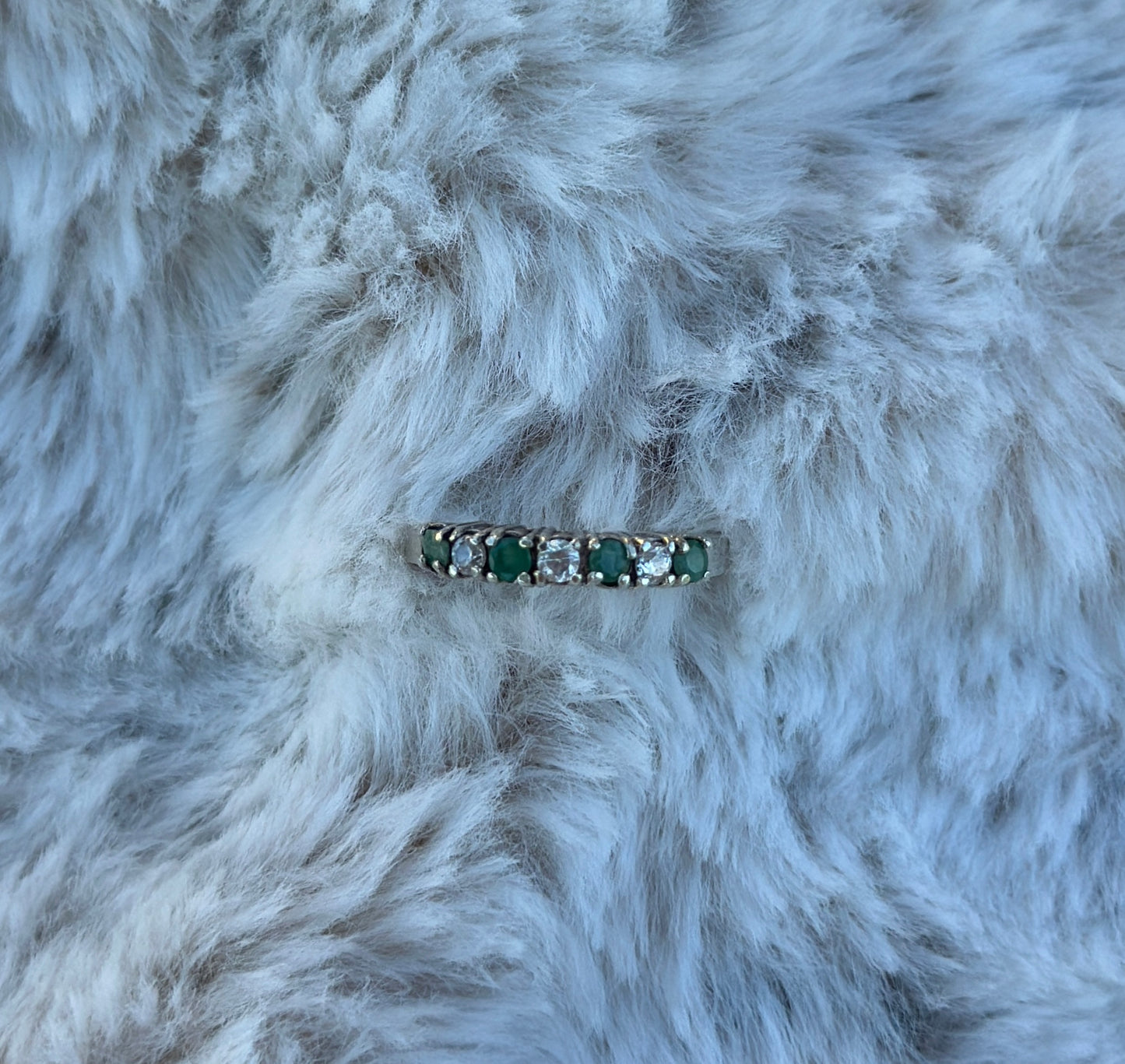 Emerald Anniversary Band Ring CZ