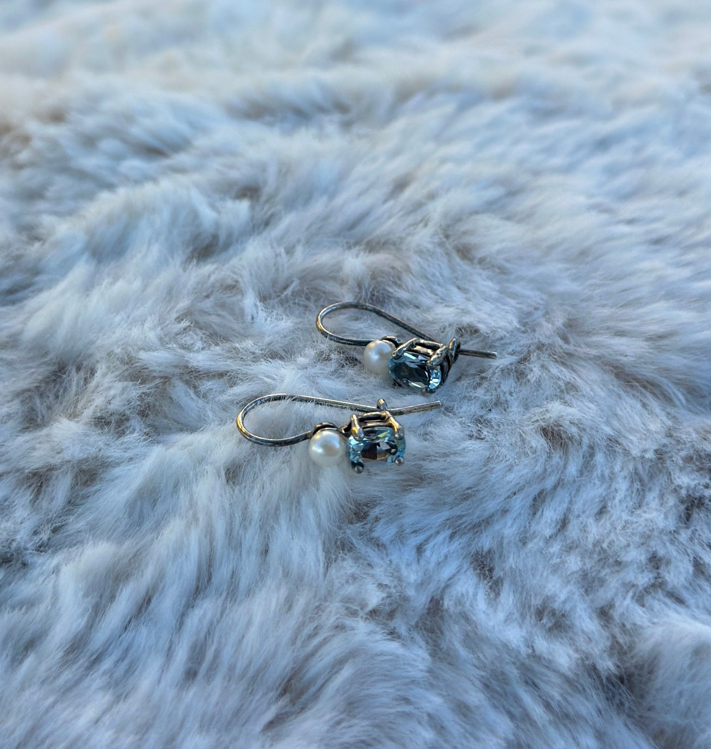 Blue Topaz Pearl Earrings