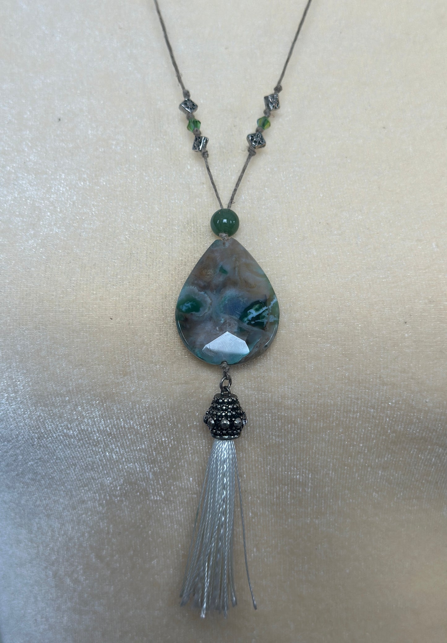 Jasper and Tassel Statement Necklace