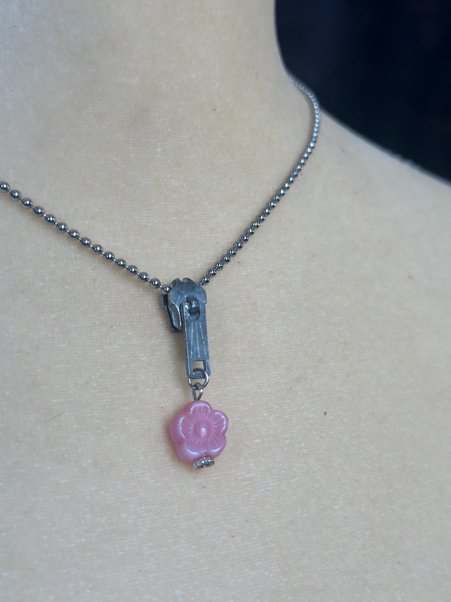Ball Chain Zipper Necklace