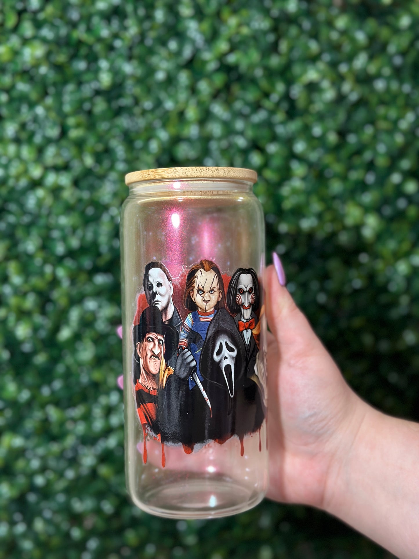 Halloween Red Shimmer Glass Cup