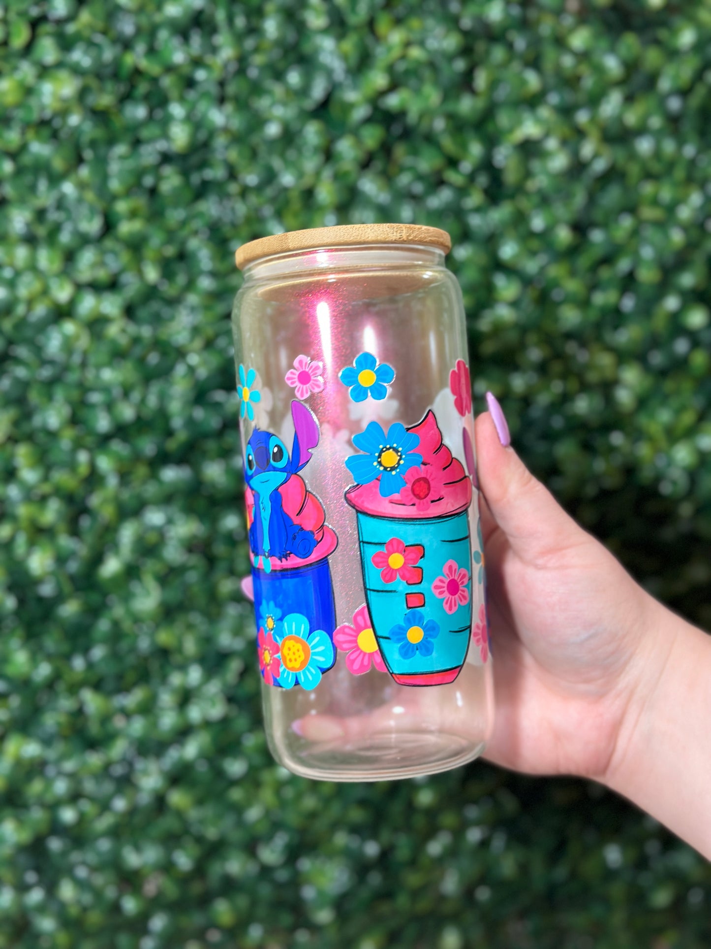 Lilo and Stitch Red Shimmer Glass Cup