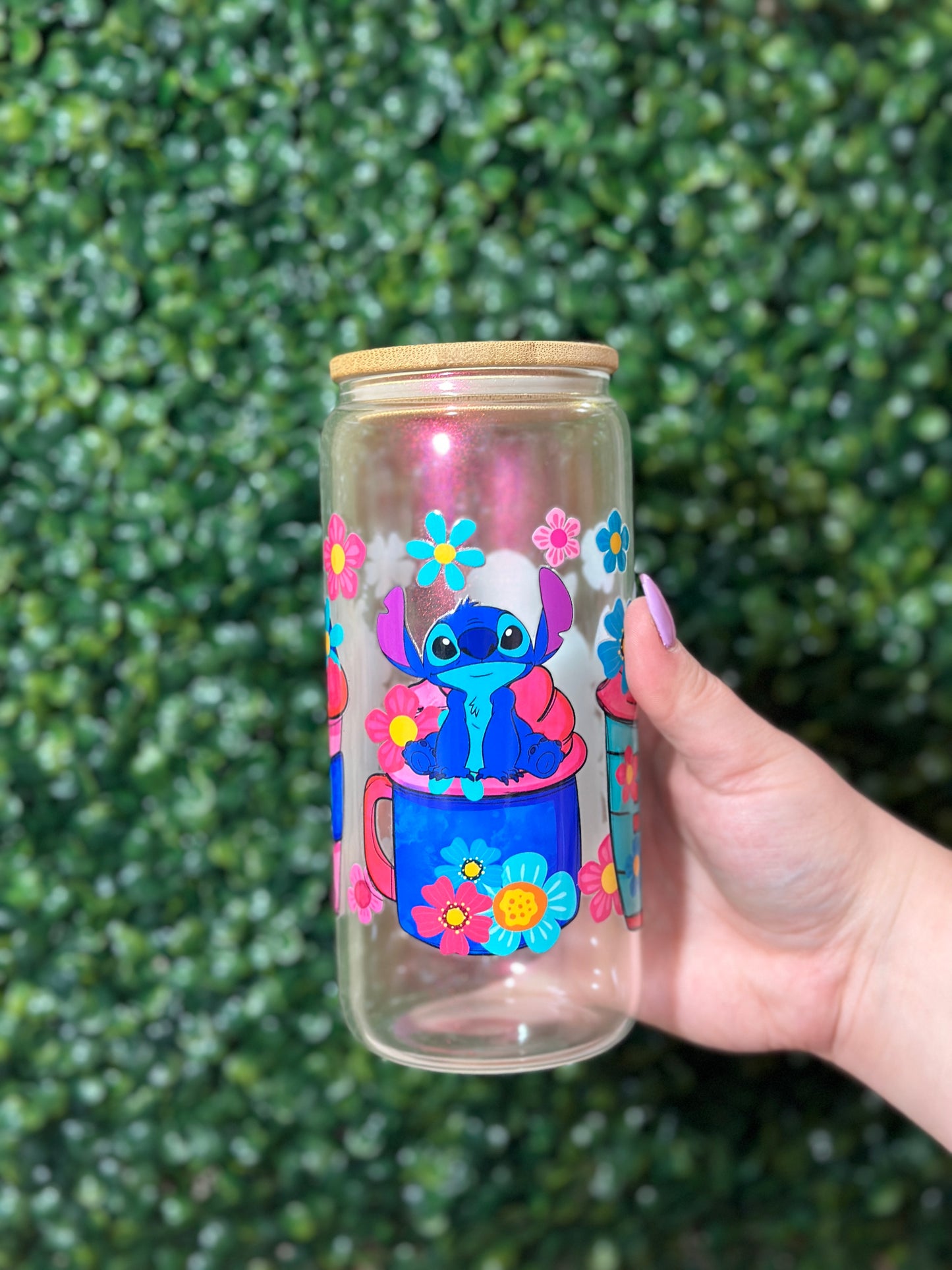 Lilo and Stitch Red Shimmer Glass Cup