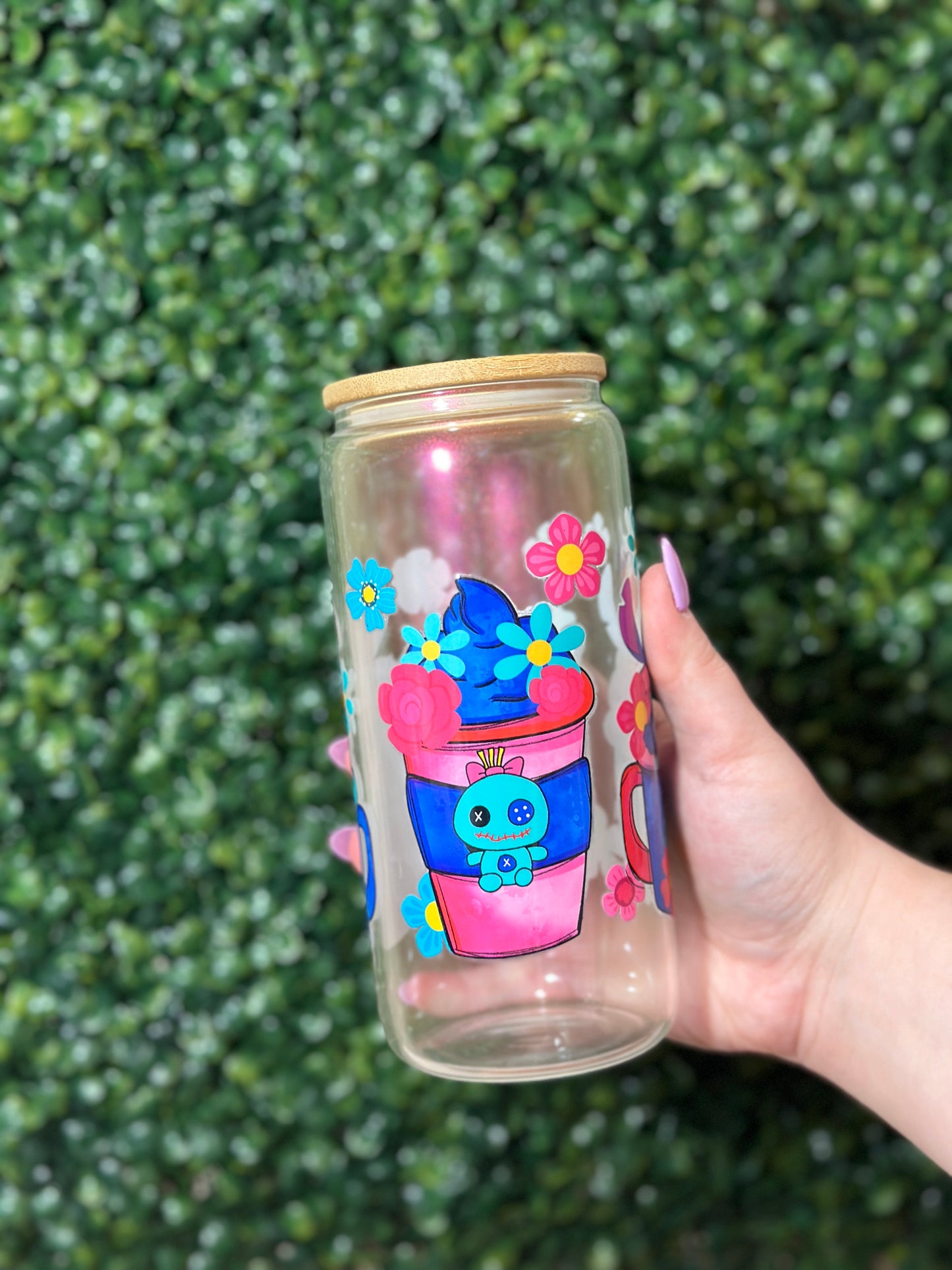 Lilo and Stitch Red Shimmer Glass Cup