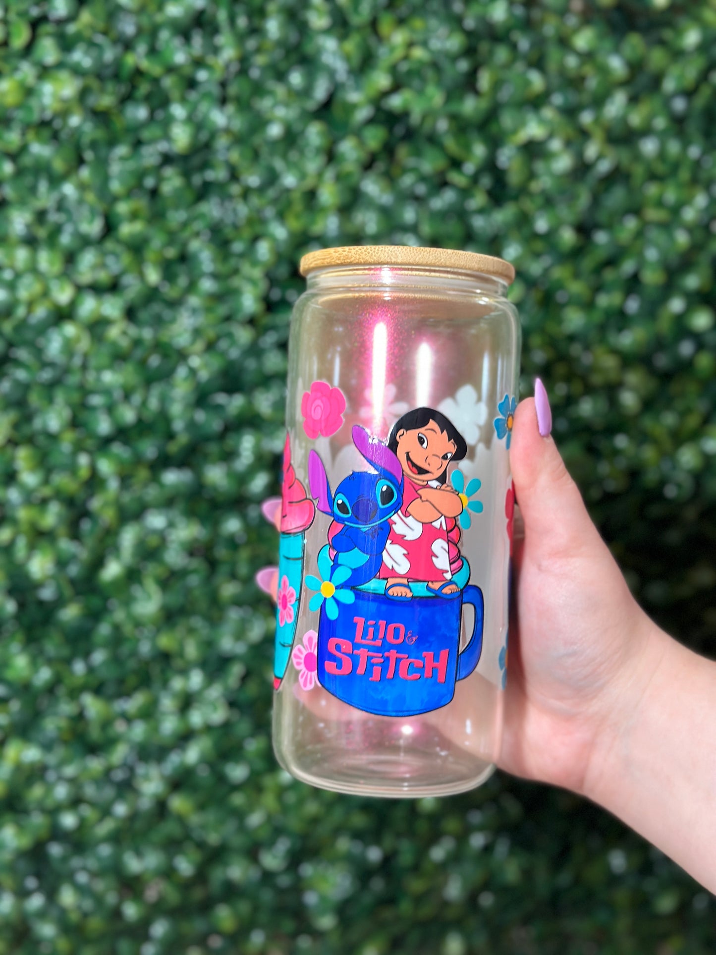 Lilo and Stitch Red Shimmer Glass Cup